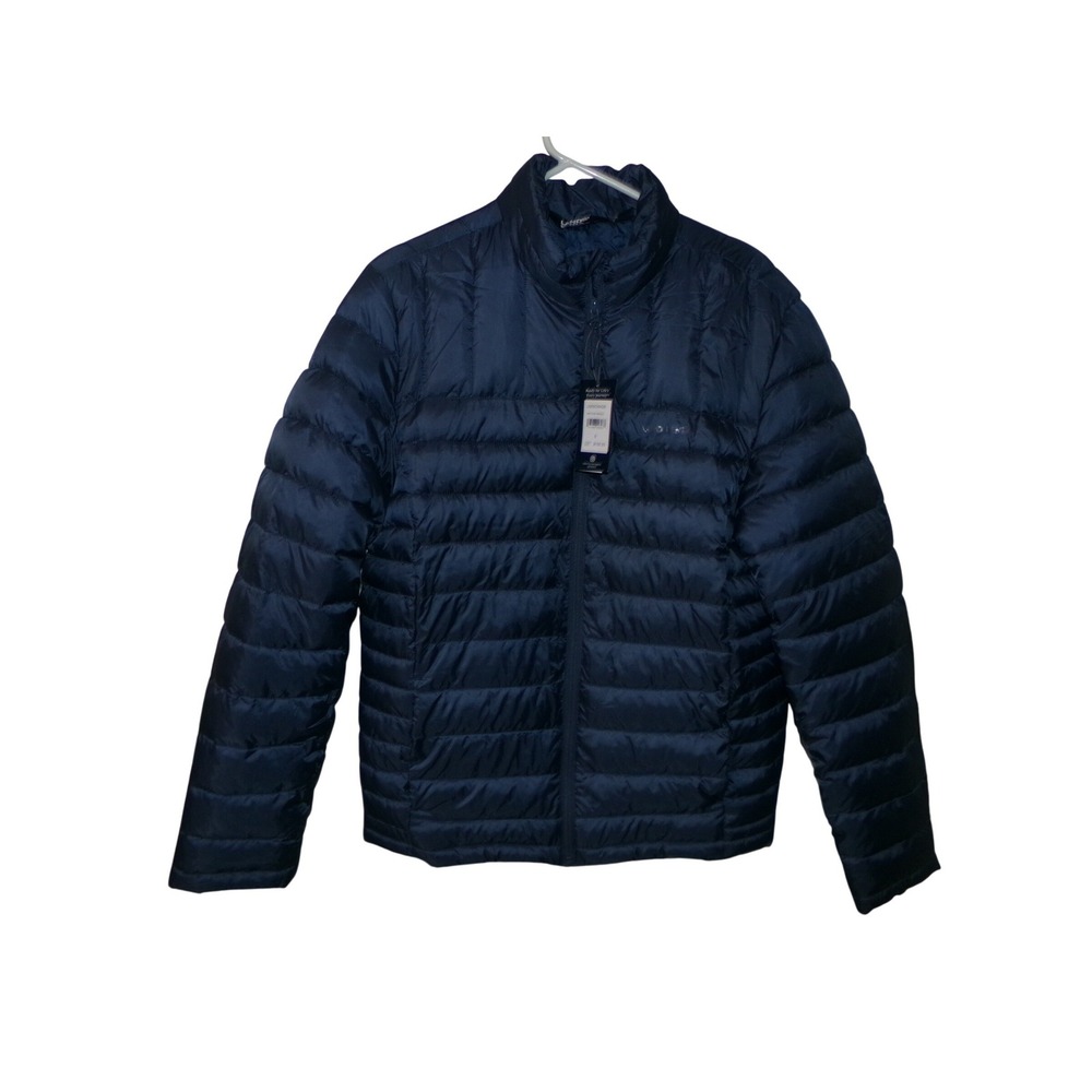 Lands End Mens Puffer Jacket SMALL  Indigo Blue Quilted Coat ~NWT